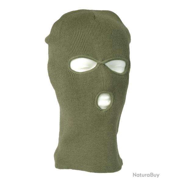 Cagoule trois trous Mil-Tec en maille fine polyacrylique - Vert olive
