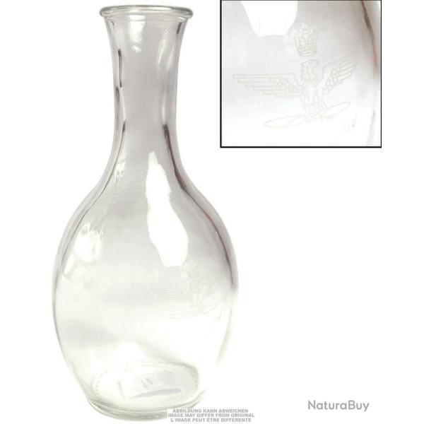 Carafe en verre grav�e d'un litre de l'arm�e italienne, stock - Noir / Argent