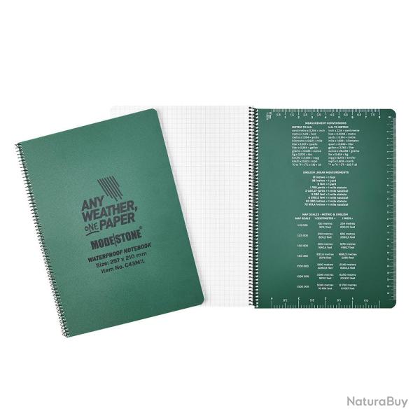 Carnet Modestone tout-temps militaire format A4 100 pages - Vert Olive