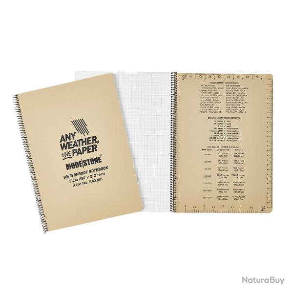 Carnet Modestone tout-temps militaire format A4 100 pages - Tan