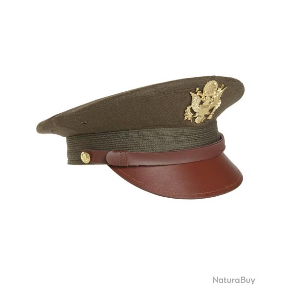 Casquette d'officier type US Mil-Tec en laine avec insigne - Vert olive / XL