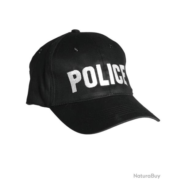 Casquette de baseball Mil-Tec en coton avec marquage POLICE - Noir