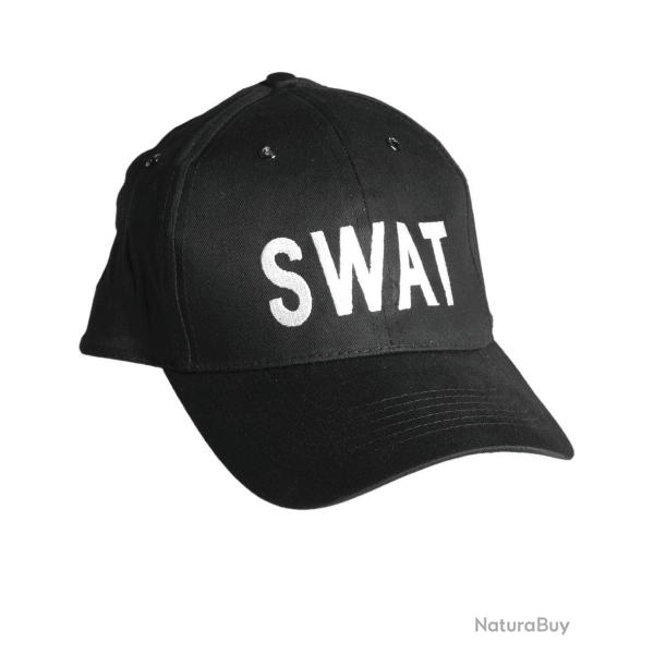 Casquette de baseball Mil-Tec en coton marquage SWAT brod� - Noir