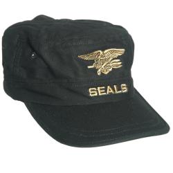 Casquette Mil-Tec en coton avec insigne Seals brod&eacute; et r&eacute;glage - Noir