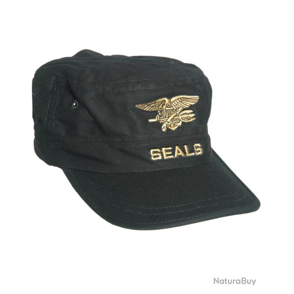 Casquette Mil-Tec en coton avec insigne Seals brod� et r�glage - Noir