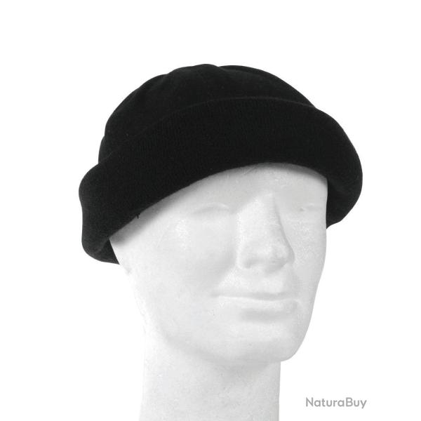 Casquette ronde Mil-Tec Round Cap en coton � bord tricot� - Noir
