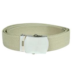 Ceinture type US Mil-Tec en coton-polyester de 130 cm &agrave; boucle m&eacute;tallique - Beige