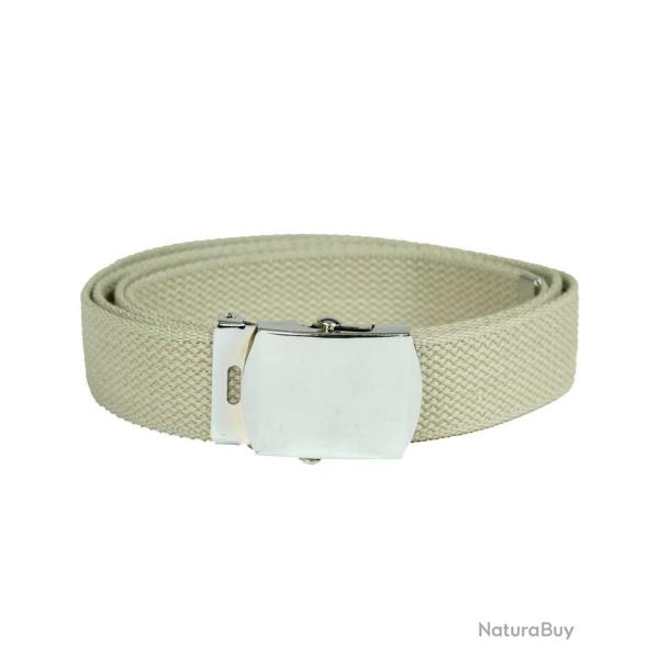Ceinture type US Mil-Tec en coton-polyester de 130 cm � boucle m�tallique - Beige
