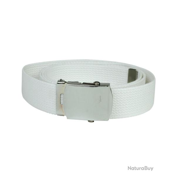 Ceinture type US Mil-Tec en coton-polyester de 130 cm � boucle m�tallique - Blanc