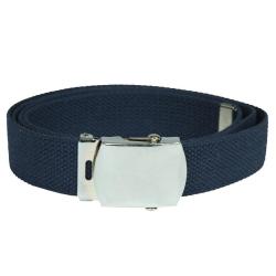 Ceinture type US Mil-Tec en coton-polyester de 130 cm &agrave; boucle m&eacute;tallique - Bleu marine