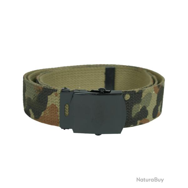 Ceinture type US Mil-Tec en coton-polyester de 130 cm � boucle m�tallique - Flecktarn