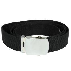 Ceinture type US Mil-Tec en coton-polyester de 130 cm &agrave; boucle m&eacute;tallique - Noir