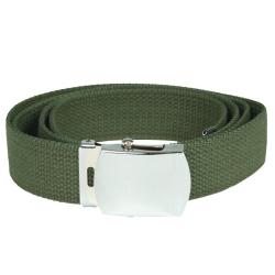 Ceinture type US Mil-Tec en coton-polyester de 130 cm &agrave; boucle m&eacute;tallique - Vert olive