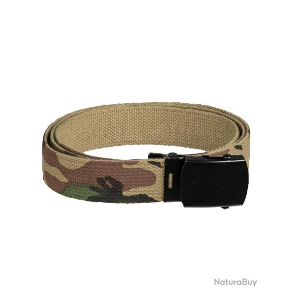 Ceinture type US Mil-Tec en coton-polyester de 130 cm � boucle m�tallique - Woodland