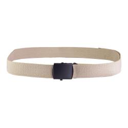 Ceinture type US Mil-Tec en coton-polyester de 130 cm &agrave; boucle m&eacute;tallique mate - Noir