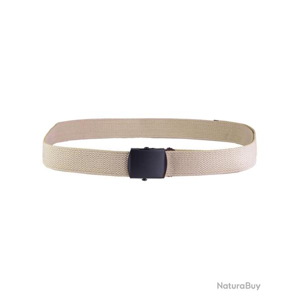 Ceinture type US Mil-Tec en coton-polyester de 130 cm � boucle m�tallique mate - Noir