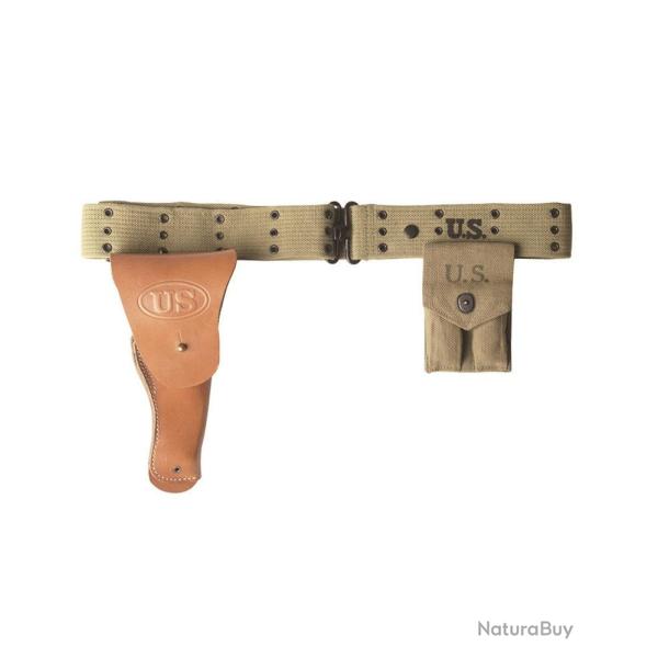 Ceinturon � oeillets type US M36 Mil-Tec en toile de coton, longueur 130 cm - Beige / L
