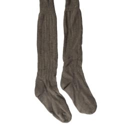 Chaussettes hautes de botte en laine d'occasion - Vert olive