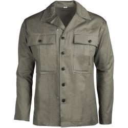 Chemise de campagne type US Mil-Tec en coton serg&eacute; - Vert olive / L