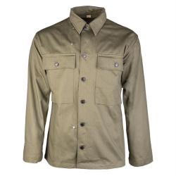 Chemise de campagne type US Mil-Tec en coton serg&eacute; chevrons - Vert olive / S