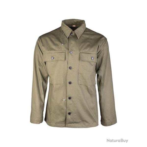 Chemise de campagne type US Mil-Tec en coton serg� chevrons - Vert olive / M