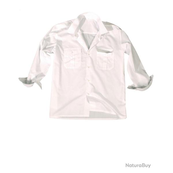 Chemise de service Mil-Tec manches longues en twill polycoton - Blanc / M