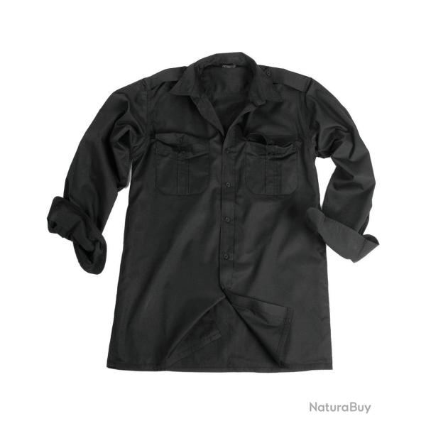 Chemise de service Mil-Tec manches longues en twill polycoton - Noir / M