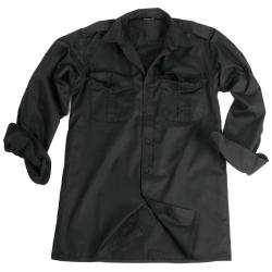 Chemise de service Mil-Tec manches longues en twill polycoton - Noir / XL