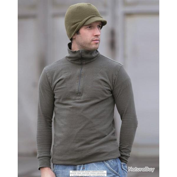 Chemise en tricot Bundeswehr en pur coton d'occasion - Vert olive