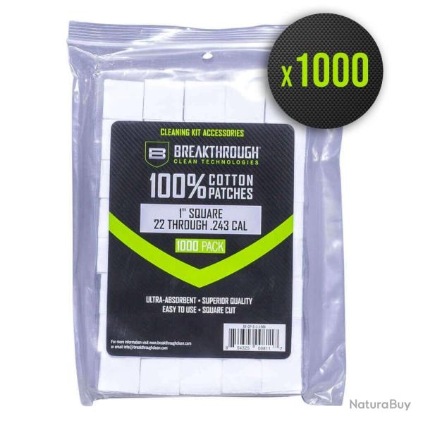 Chiffons calibr�s coton Breakthrough pr�d�coup�s, sept formats - Autre / 2,5 � 2,5 cm (1000 pi�ces)