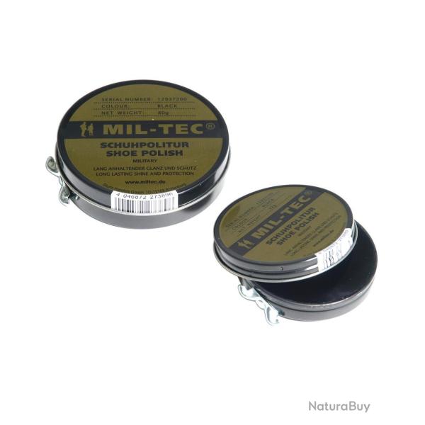 Cirage Mil-Tec pour cuir lisse en bo�te m�tal de 80 g - Noir