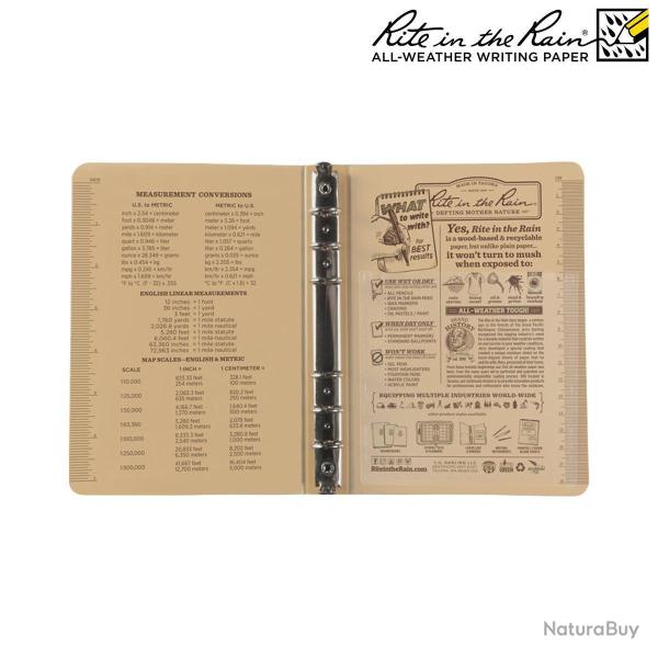 Classeur six anneaux Rite In The Rain en Polydura 14,3 � 20 cm - Beige