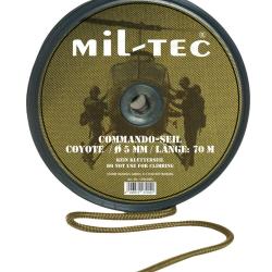 Corde Commando Mil-Tec en nylon 7 mm touret de 50 m - Coyote / 7