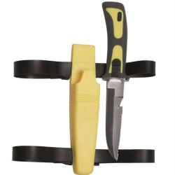 Couteau &agrave; lame fixe de plong&eacute;e Mil-Tec Frogman lame inox 12 cm - Jaune