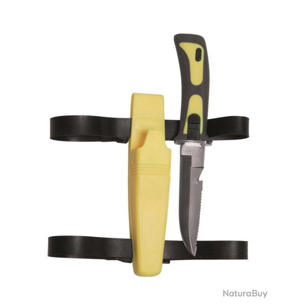 Couteau � lame fixe de plong�e Mil-Tec Frogman lame inox 12 cm - Jaune