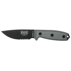 Couteau &agrave; lame fixe ESEE ESEE-3 - Lame Mixte - Pommeau modifi&eacute; E3SMB - Gris