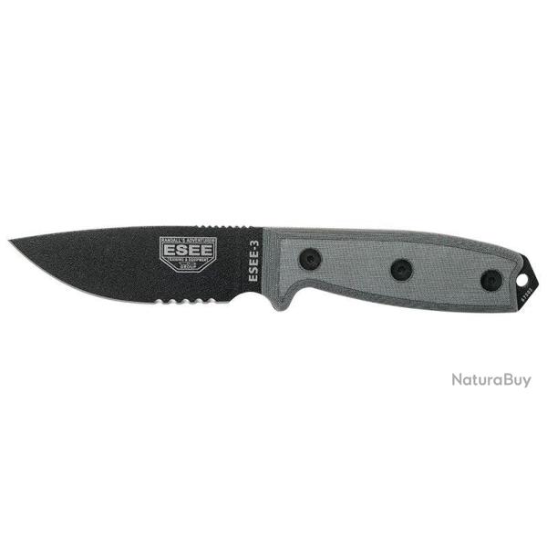 Couteau � lame fixe ESEE ESEE-3 - Lame Mixte - Pommeau modifi� E3SMB - Gris