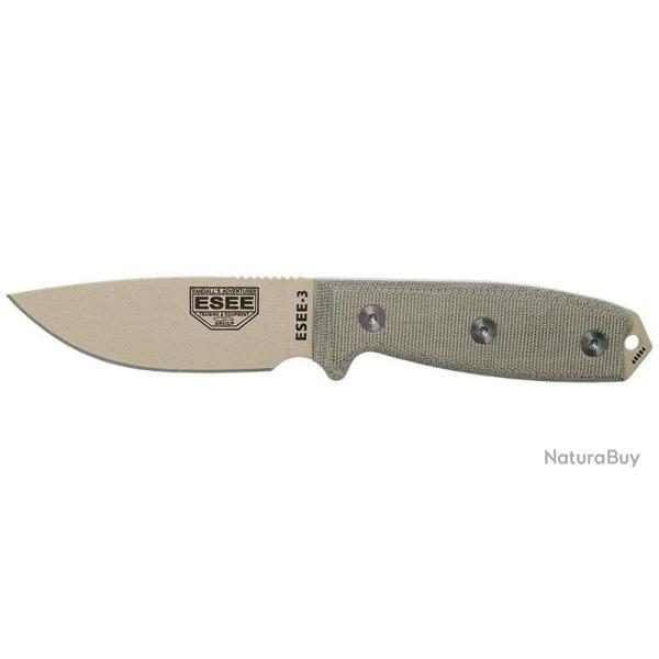 Couteau � lame fixe ESEE ESEE-3 - Pommeau modifi� E3PMDT - Gris
