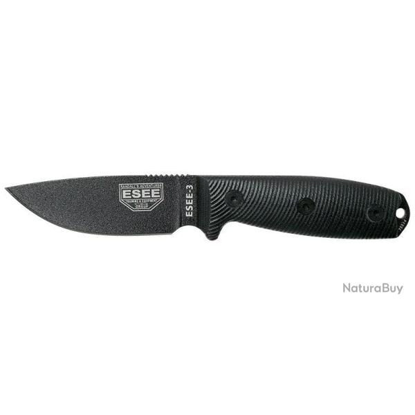 Couteau � lame fixe ESEE ESEE-3 3PMB001 acier Carbone - Noir