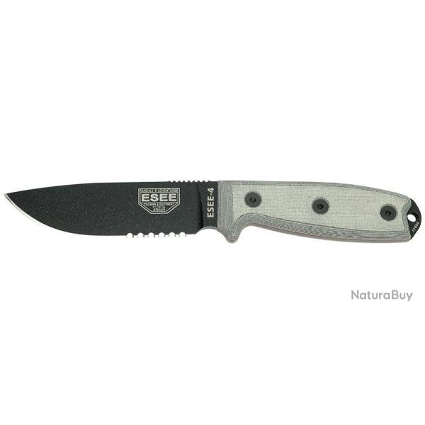 Couteau � lame fixe ESEE ESEE-4 - lame mixte E4SB - Gris