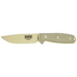 Couteau &agrave; lame fixe ESEE ESEE-4 - lame mixte, pommeau standard - Gris