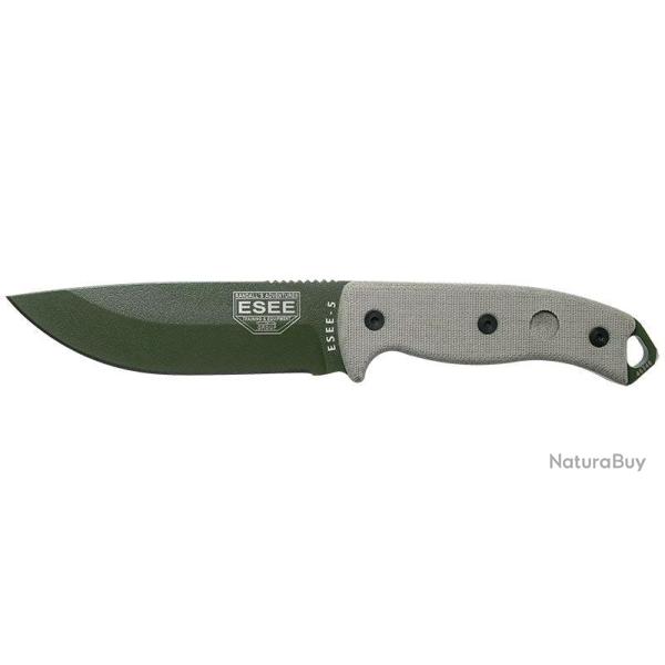 Couteau � lame fixe ESEE ESEE-5 E5PODE acier Carbone - Gris