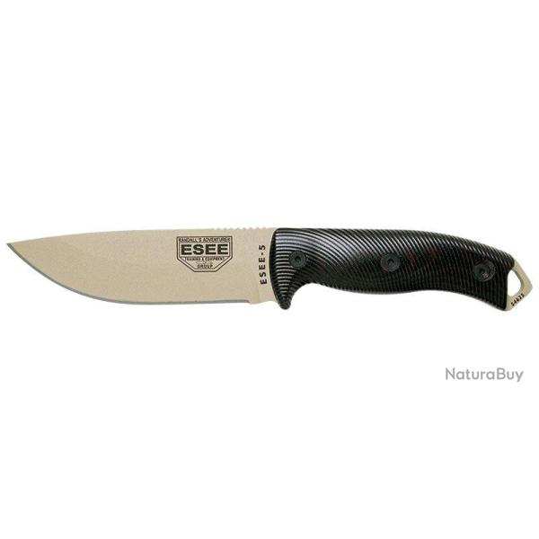 Couteau � lame fixe ESEE ESEE-5 Lame acier Carbone lame 132 mm - Noir