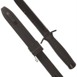 Couteau &agrave; lame fixe Mil-Tec avec scie dorsale 8 cm - Noir