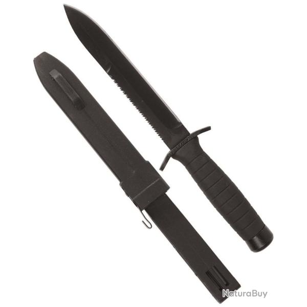Couteau � lame fixe Mil-Tec avec scie dorsale 8 cm - Noir