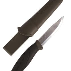 Couteau &agrave; lame fixe Mil-Tec Mora Army en acier Sandvik 12C27 - Vert olive