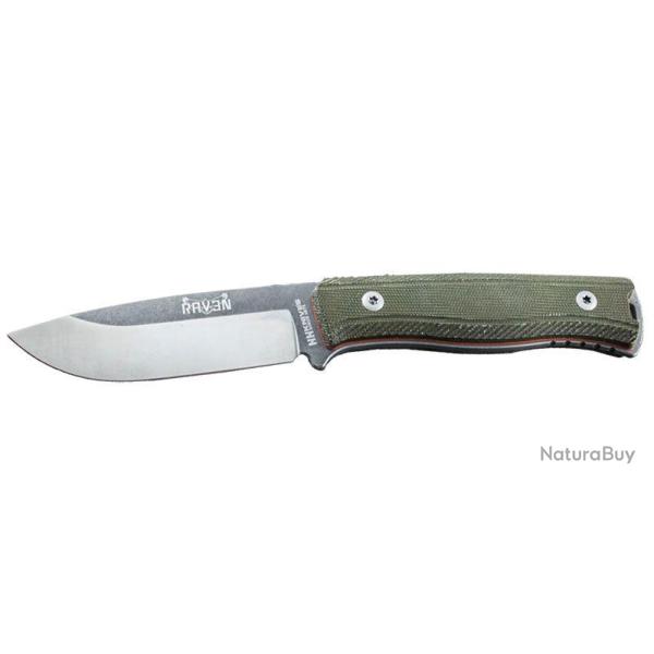 Couteau � lame fixe NN Knives Raven III acier 14C28N - Vert