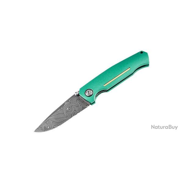 Couteau pliant Boker 1969 Mach-1 Damast acier Damas lame 82 mm - Vert