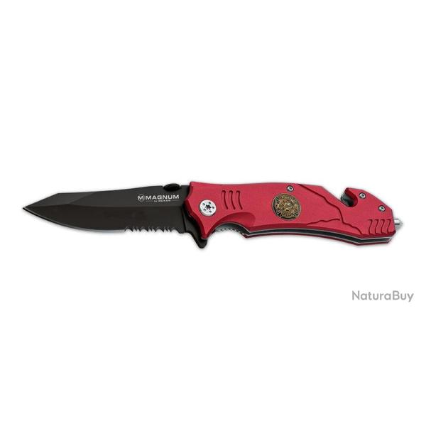 Couteau pliant Boker Magnum Fire Fighter acier 440A lame 86 mm - Rouge