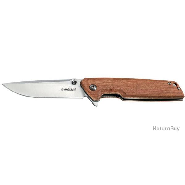 Couteau pliant Boker Magnum Straight Brother Wood acier 440A - Bois naturel